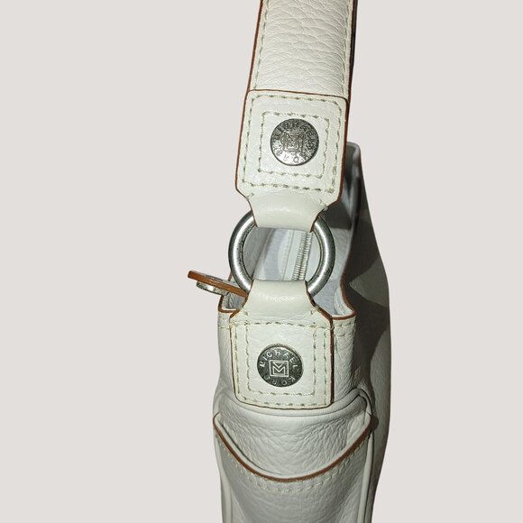 Michael Kors White Leather Shoulder Bag Accents Silver Hardware Crossbody Hoops - Picture 8 of 10